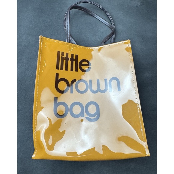 Bloomingdale's Handbags - Bloomingdale's Little Brown Bag Vinyl Tote Brown Lunch Bag Purse Reusable